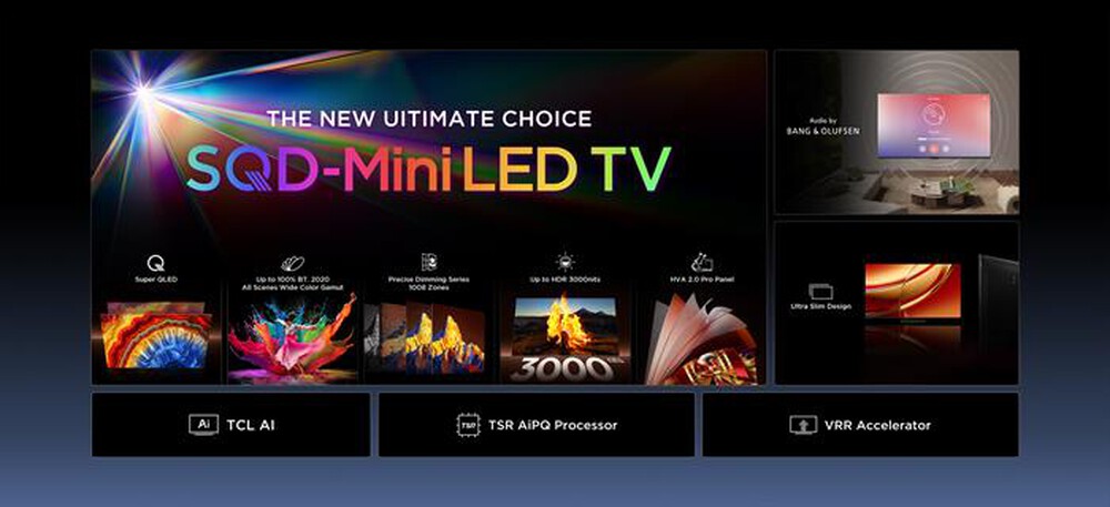 Immagine del prodotto TCL - Smart TV SQD Mini LED 4K 55" 55C8L-Nero