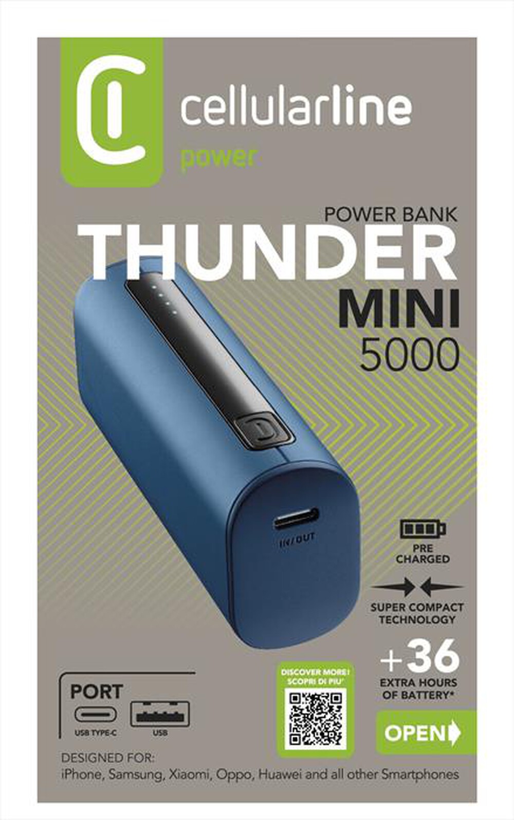 Immagine del prodotto CELLULARLINE - Power Bank PBNEWTANK5000B-Blu