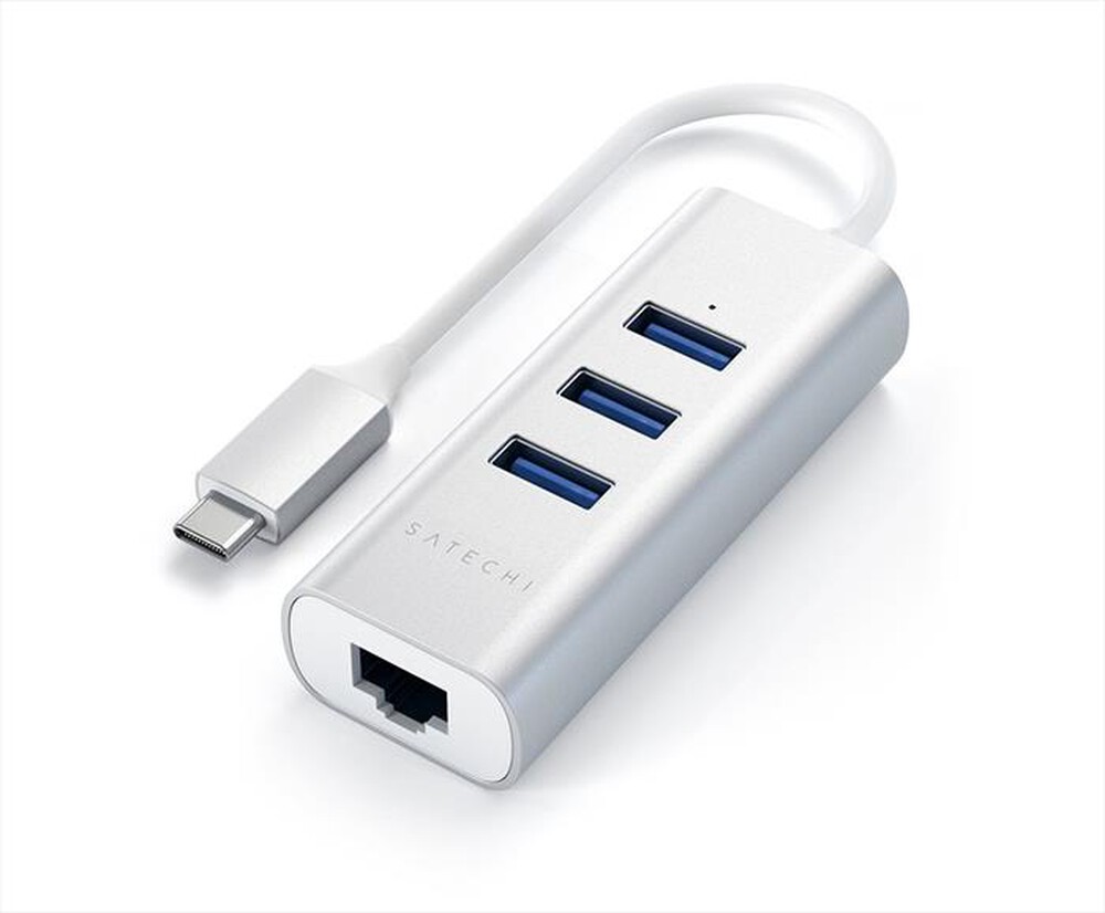 "SATECHI - HUB USB-C 2-IN- 1 - 3 PORTE USB 3.0 + ETHERNET-SILVER"