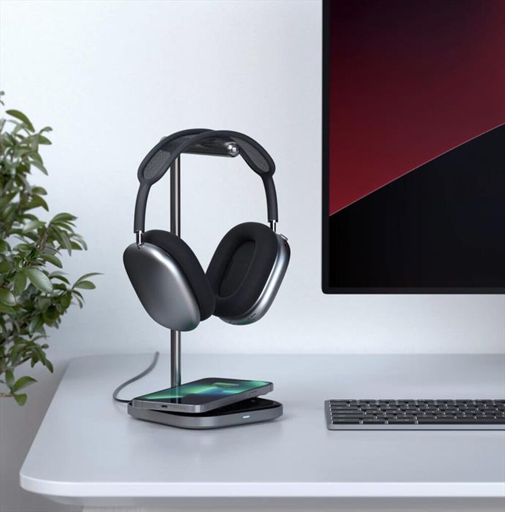 "SATECHI - STAND PER CUFFIE CON RICARICA WIRELESS 2IN1-grigio"