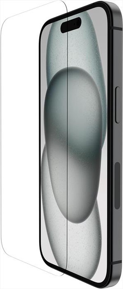 BELKIN - VETRO TEMPEREDGLASS ANTIMICROBICO per iPhone 15-trasparente