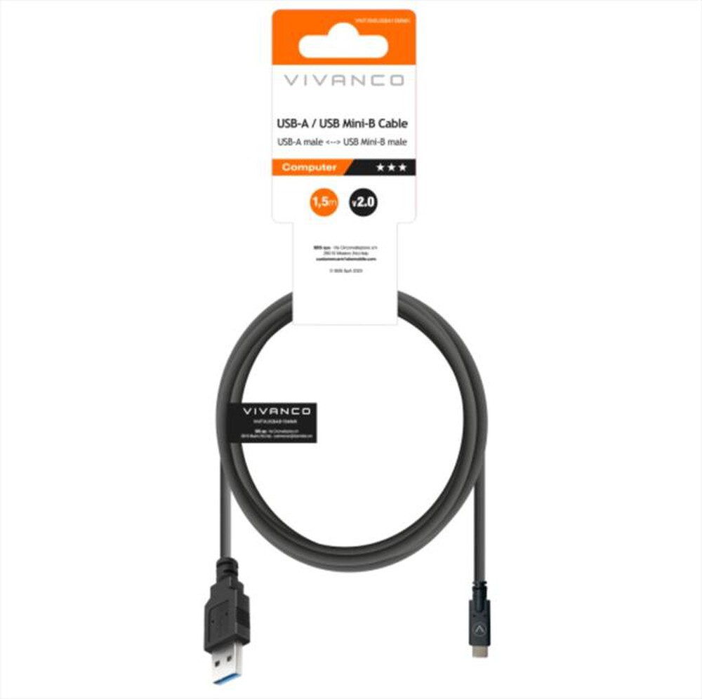 Immagine del prodotto VIVANCO - CAVO DATI USB 2.0 A MINI USB 1,5 m-Nero