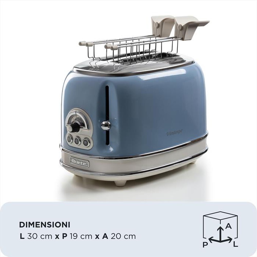 Immagine del prodotto ARIETE - 155 Tostapane 2 Fette con Pinze Vintage-celeste