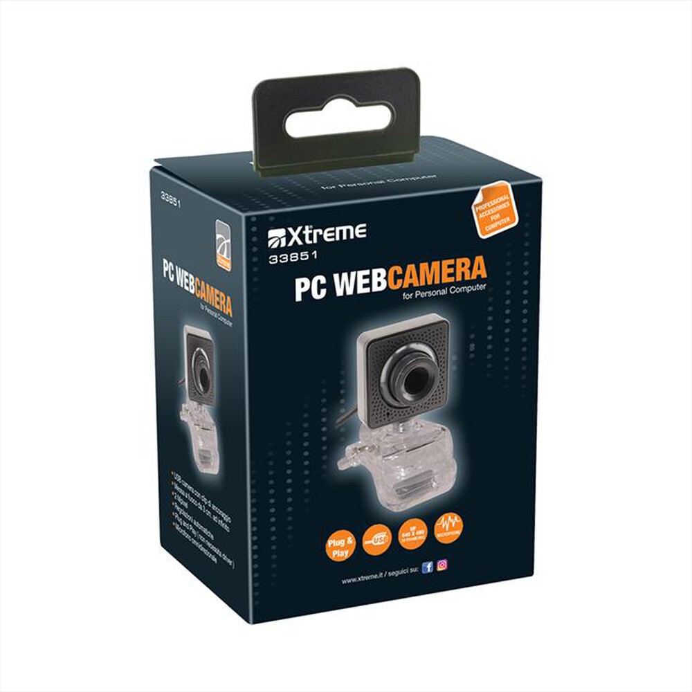 "XTREME - PC WEBCAMERA-NERO/TRASPARENTE"