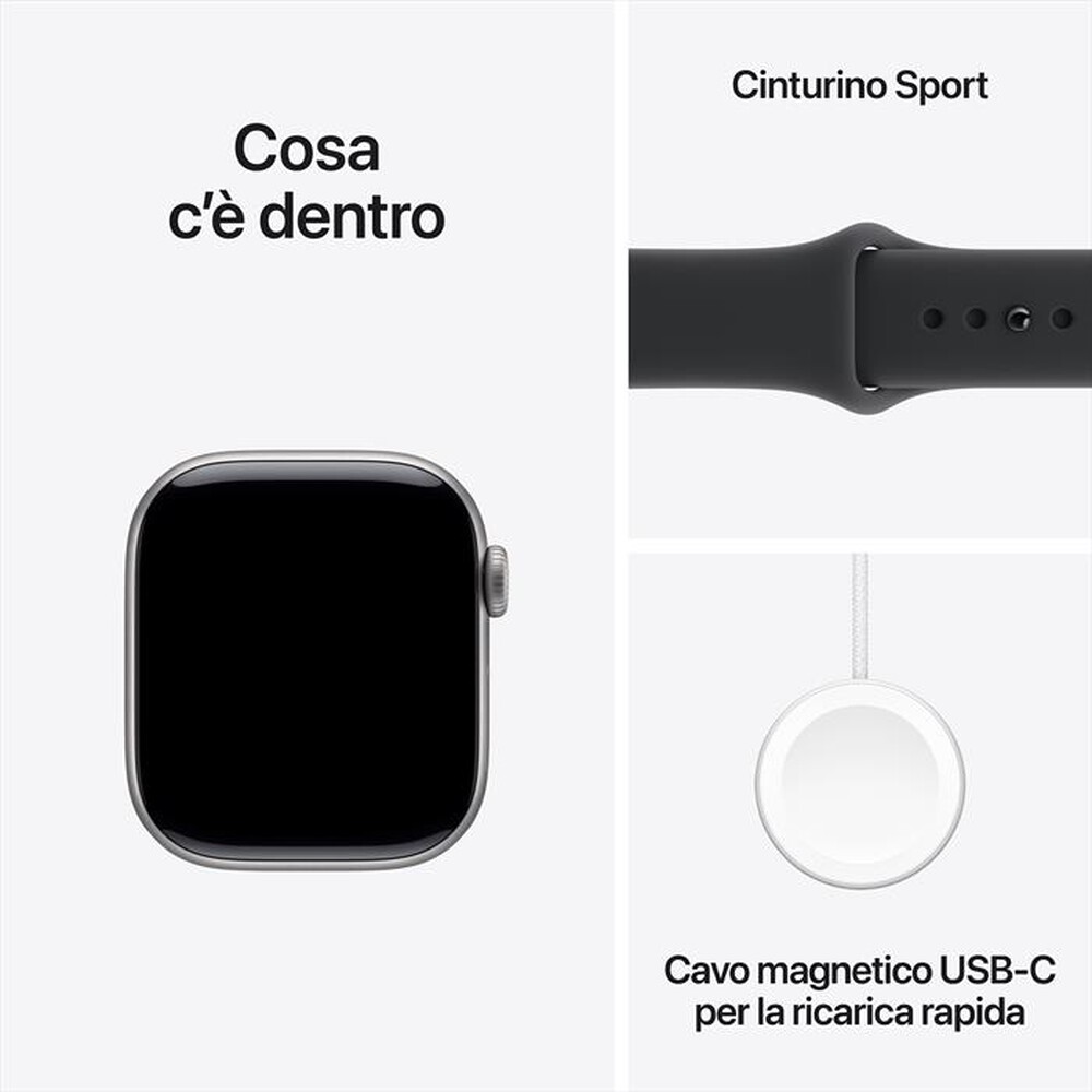 Immagine del prodotto APPLE - Watch Series 11 GPS 42mm Alluminio-Grigio - Sport Band Nero - S/M