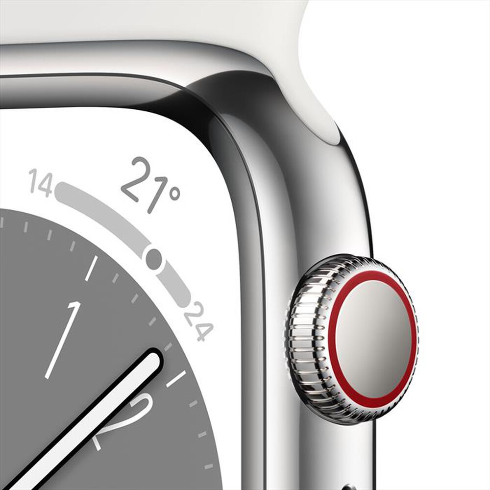 "APPLE - Watch Series 8 GPS + Cellular 45mm Acciaio-Argento - Bianco"