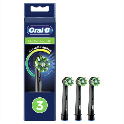 ORAL-B - Testine Crossaction Con CleanMaximiser, 3 Pezzi-Nero