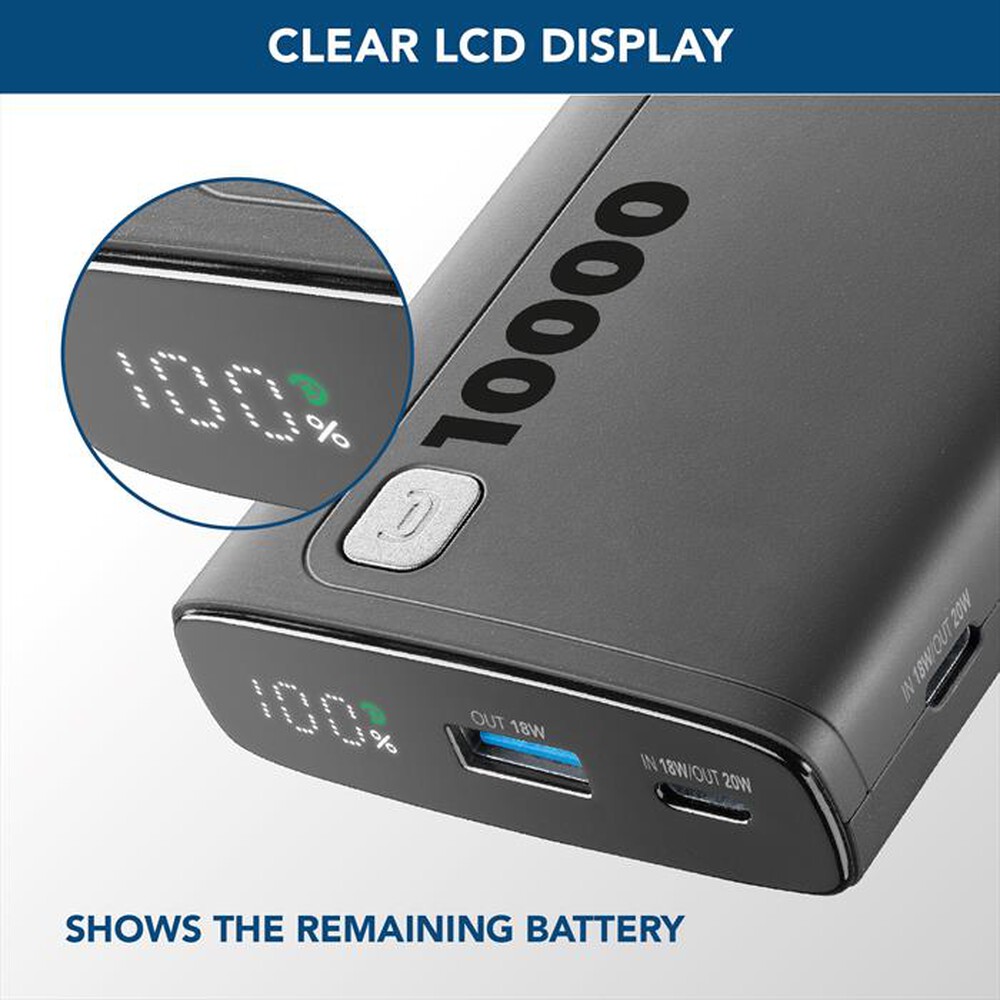 Immagine del prodotto CELLULARLINE - Caricabatterie Portatile PBDISPL01PD10000K-Nero