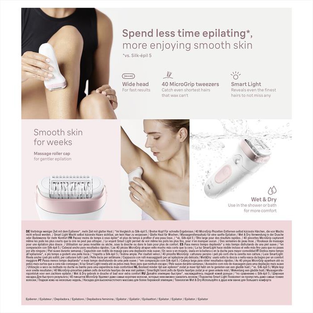 "BRAUN - Epilatore Elettrico SILK-ÉPIL 7 7-000-BIANCO/ROSA"