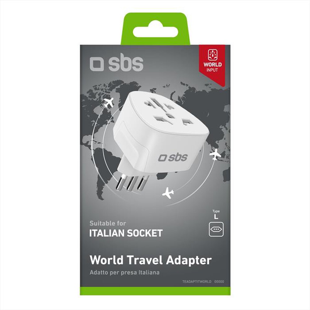 SBS - Adattatore da presa muro Italiana a Universale-Bianco