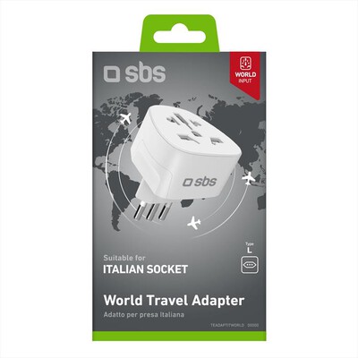 SBS - Adattatore da presa muro Italiana a Universale-Bianco