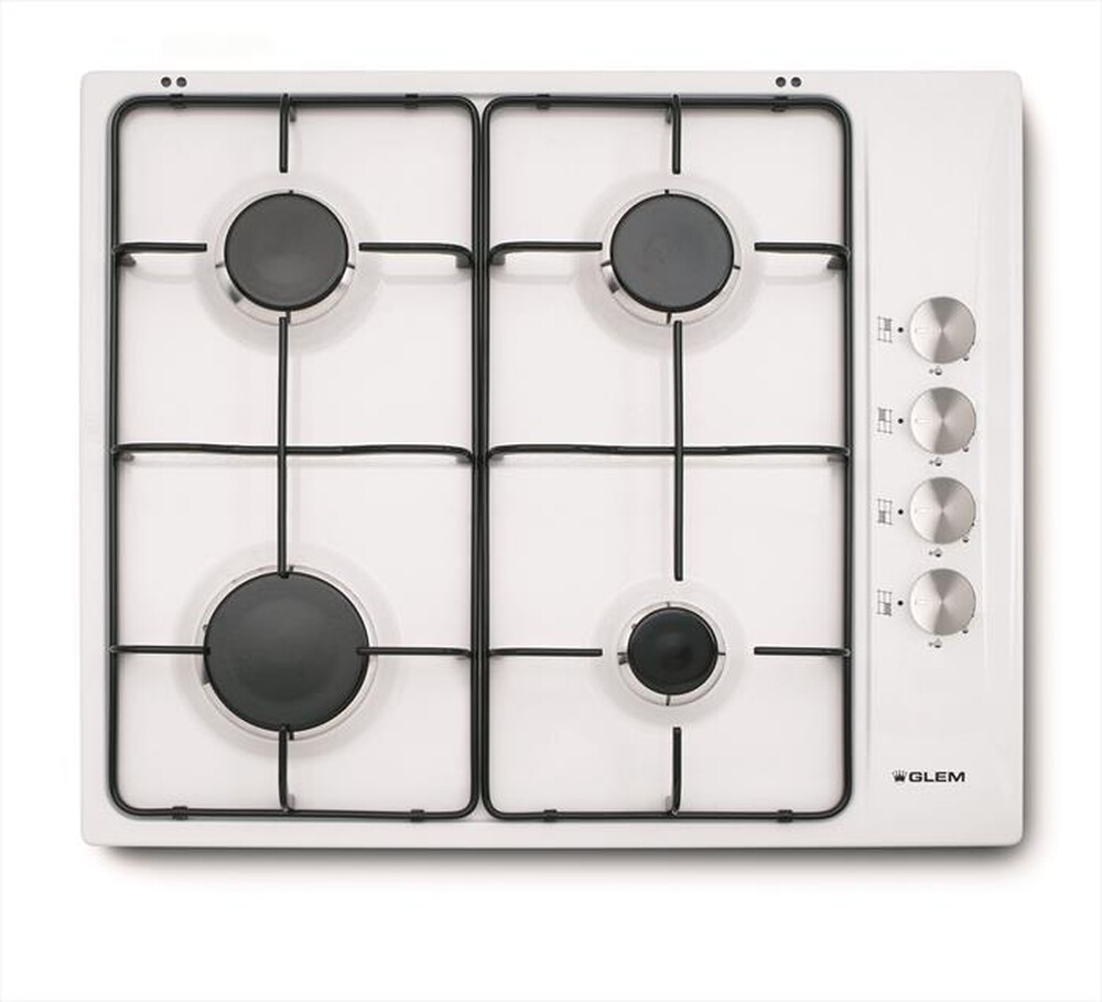 "GLEM GAS - Piano cottura a gas GTL64WH 4 fuochi 58,5cm-Bianco"