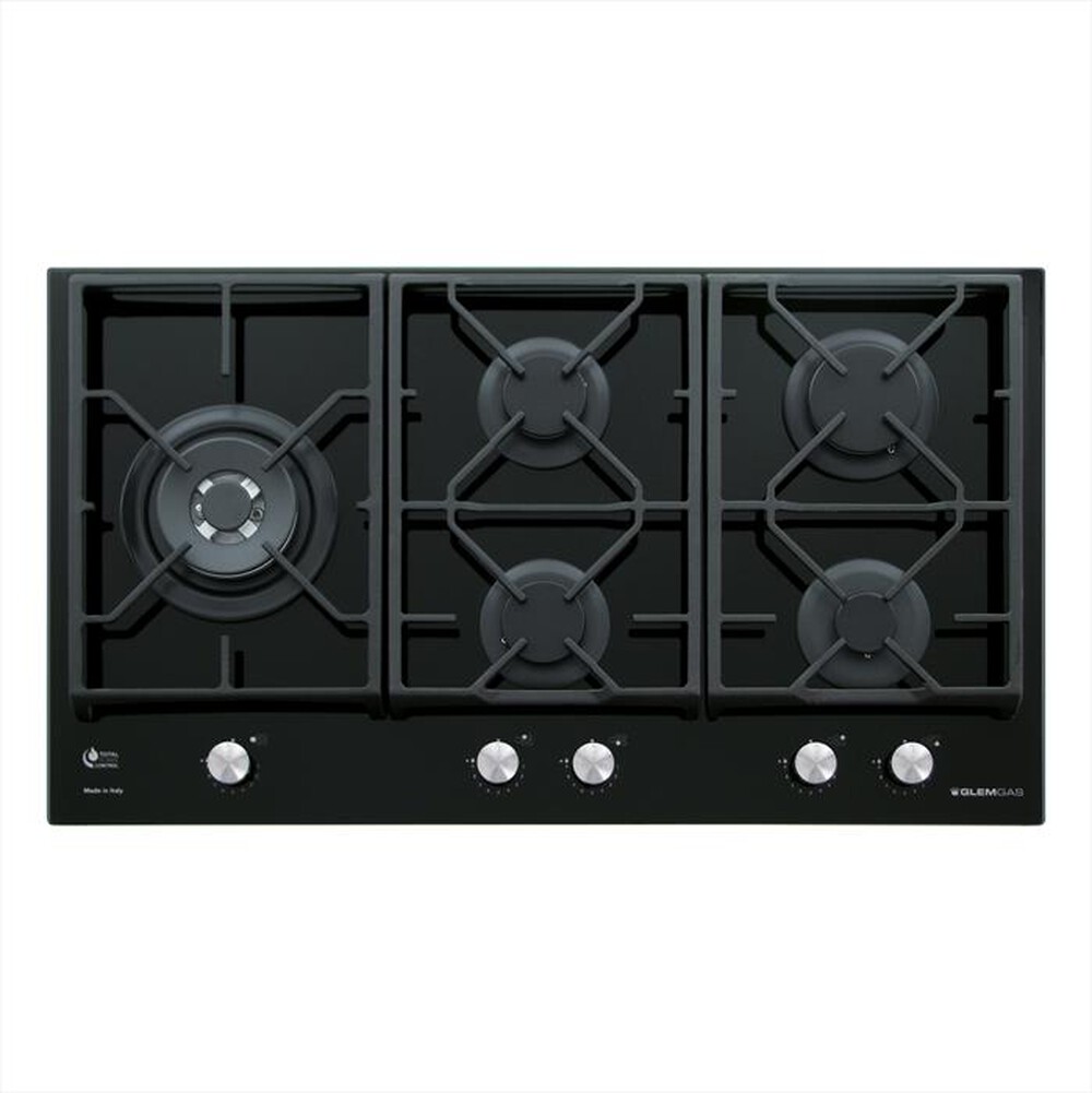 "GLEM GAS - Piano cottura a gas GV95TXBK 5 fuochi 90cm-Nero Lucido"