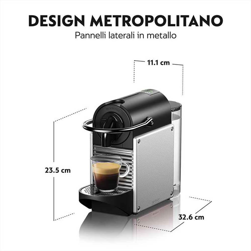 "DE LONGHI - PIXIE REFRESH NESPRESSO EN124.S MACCHINA CAFFÈ-Silver"