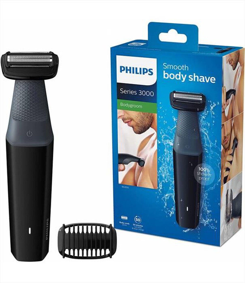 "PHILIPS - Depilatore maschile BG3010/15-Nero/blu metallizzato"