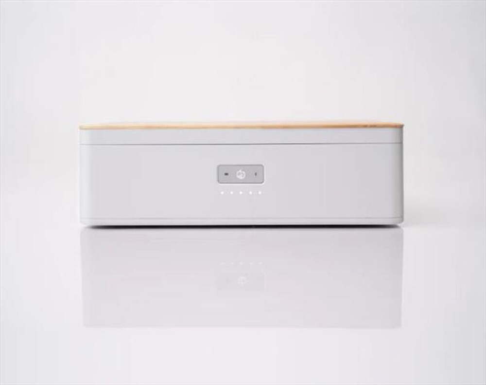 "STEAMBOX - Contenitore riscaldante per cibo Steambox SB01-Bianco e legno"
