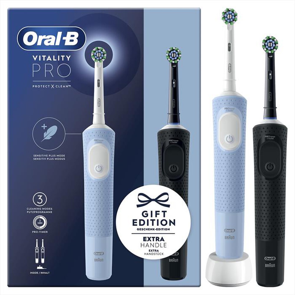"ORAL-B - Spazzolino elettrico PW VITALITY PRO DUO HBOX-Blu, Nero"