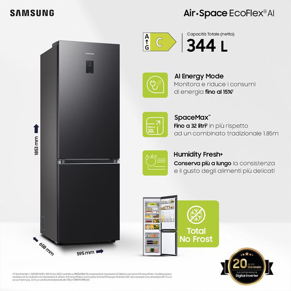 Immagine del prodotto SAMSUNG - Frigorifero combinato RB34C775CB1/EF ClasseC 344lt-ANTRACITE