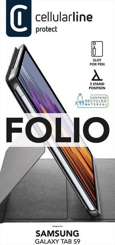 CELLULARLINE - Custodia 3 Stand FOLIOGTABS911K Galaxy Tab S9-Nero
