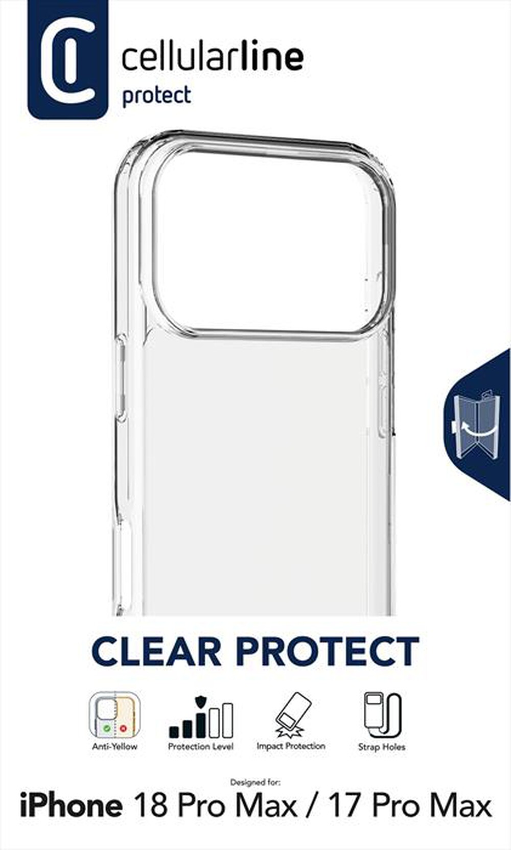 Immagine del prodotto CELLULARLINE - Cover CLEAR PROTECT per iPhone 18 Pro Max-Trasparente