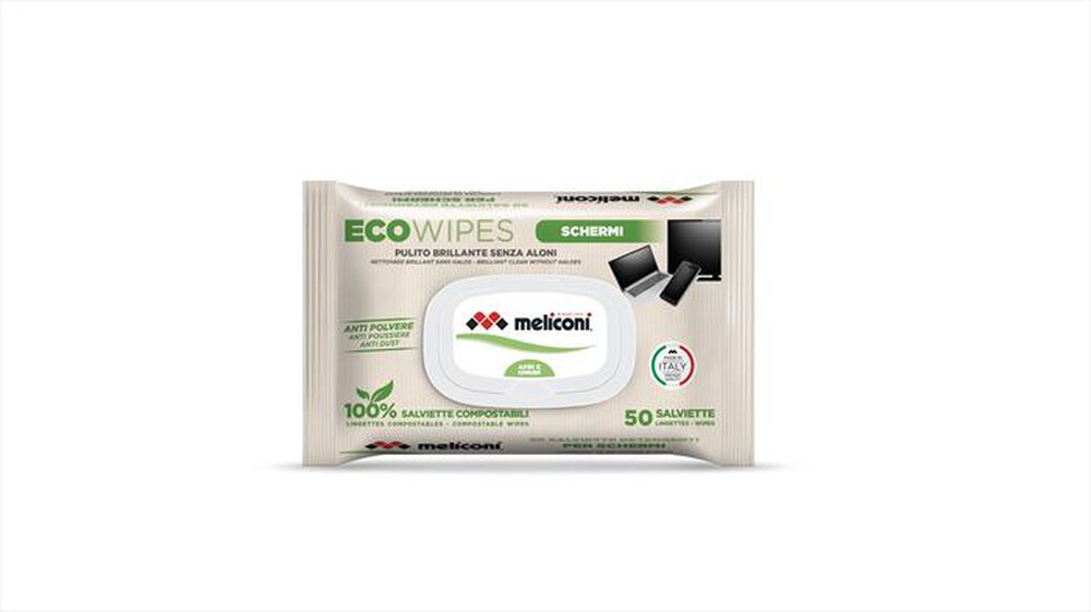 "MELICONI - Salviette detergenti ECO WIPES LENTI E SCHERMI-Viscosa compostabile"