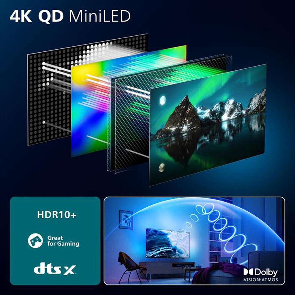 Immagine del prodotto PHILIPS - Smart TV Ambilight Mini LED 4K 55" 55MLED920-Black
