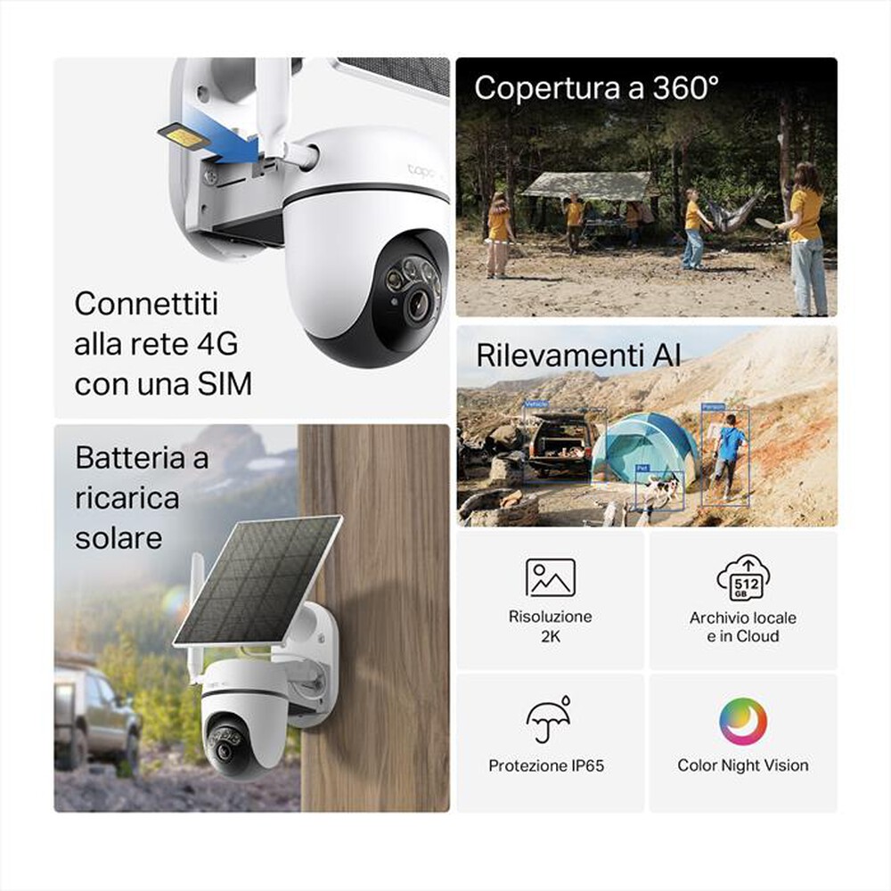 Immagine del prodotto TP-LINK - SOLAR-POWERED PAN/TILT 4G LTE SECURITY CAMERA KIT-Bianco