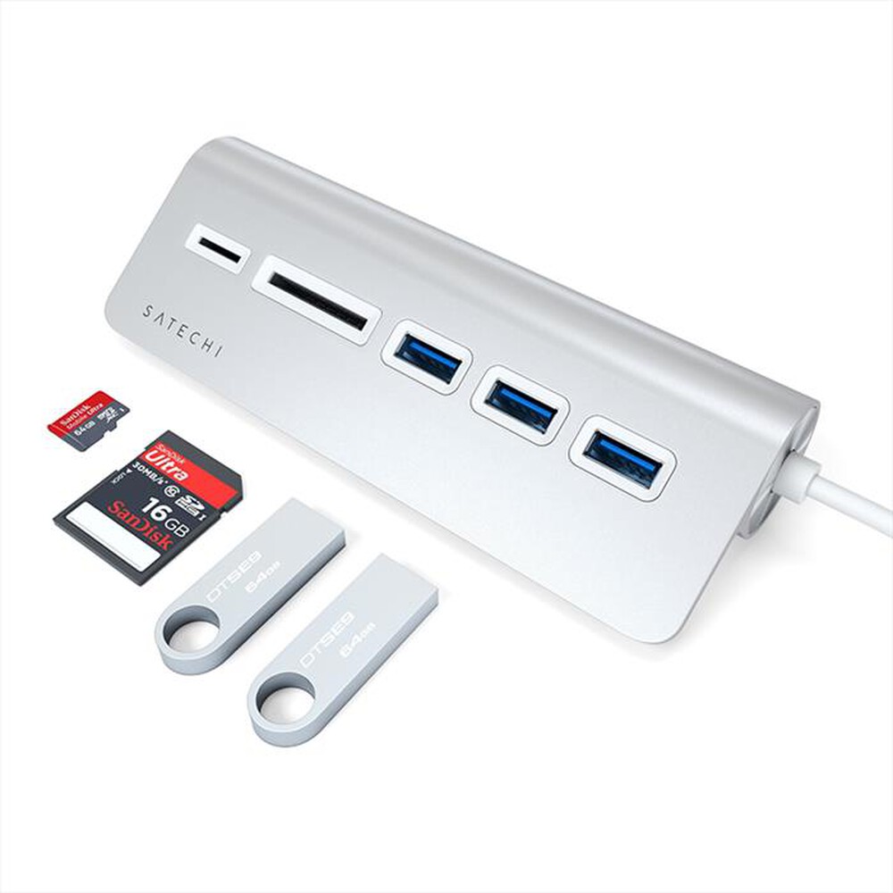 "SATECHI - HUB USB-C CON CARD READER CON CAVO-argento"