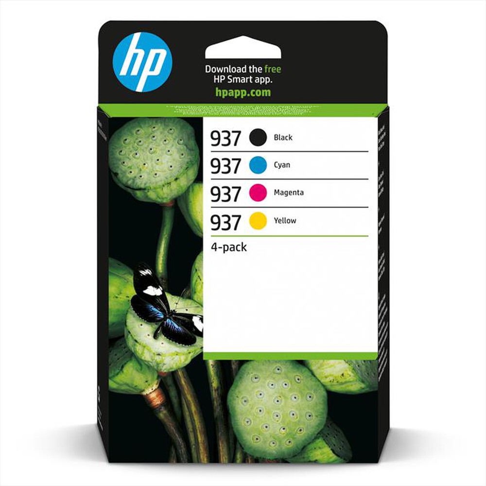 "HP - 937 COMBO PACK 4 CARTUCCE ORIGINALI NERO E COLORE-Nero, Ciano, Magenta, Giallo"