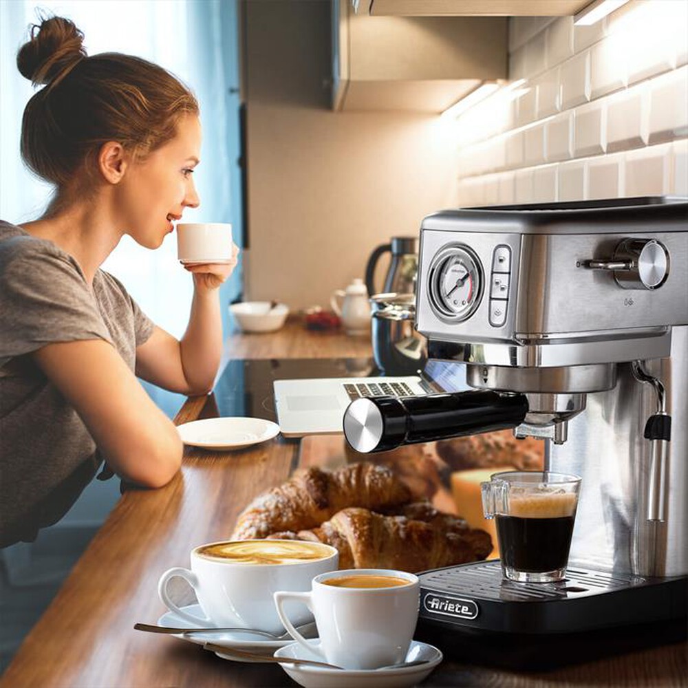 "ARIETE - 1381 Macchina da caffè espresso con manometro-Silver"