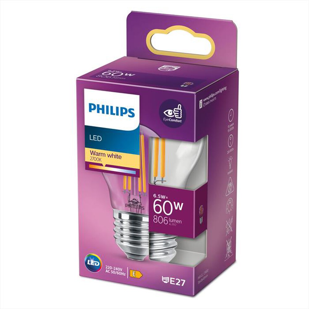 "PHILIPS - Lampada a LED SFERA FIL.E27 60W CLD-White"