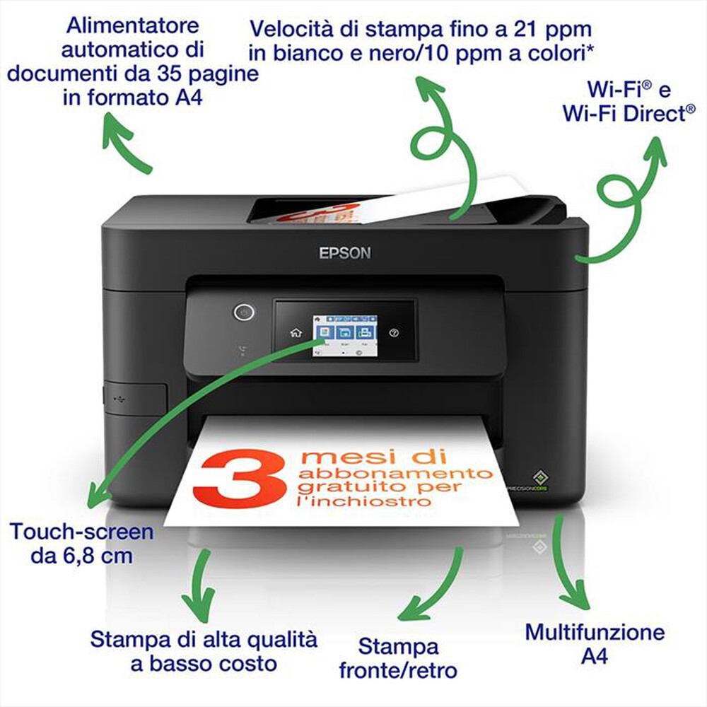 "EPSON - WORKFORCE WF-3825DWF-Nero / Opaco"