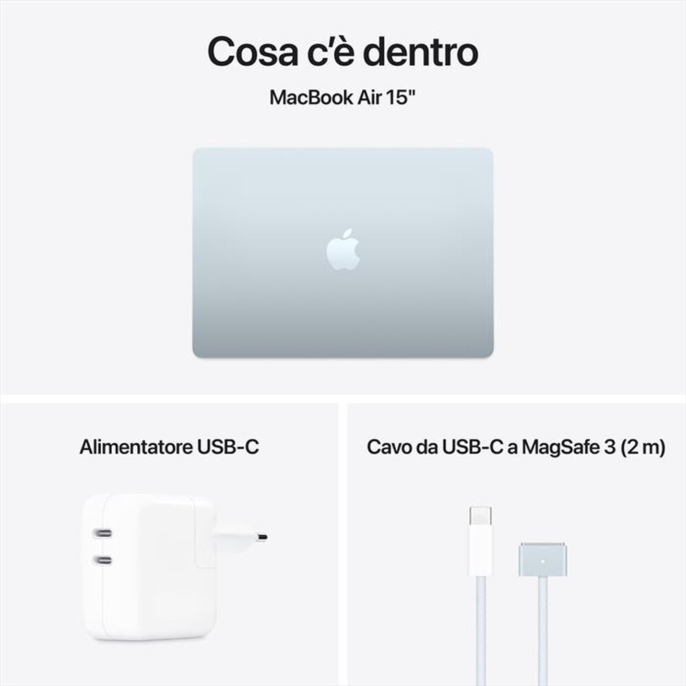 Immagine del prodotto APPLE - MacBook Air 15'' M4 10 CPU 10 GPU 24GB 512GB SSD-Celeste
