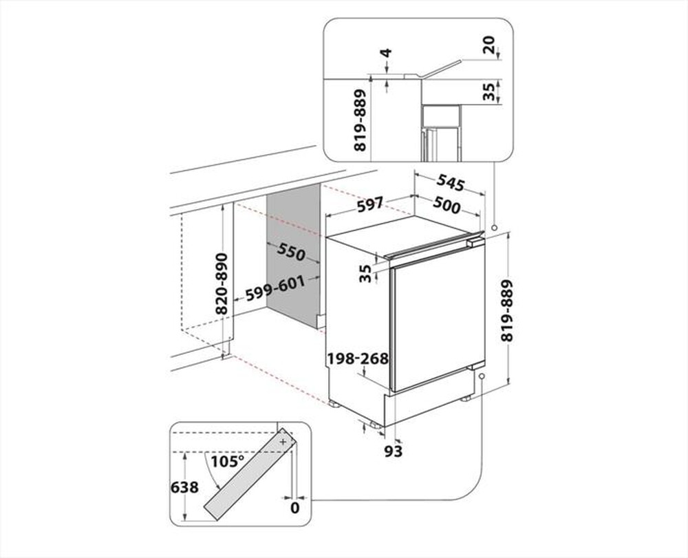 "INDESIT - Frigorifero sotto-tavolo INBUL021 Classe E 144 lt-Grigio"