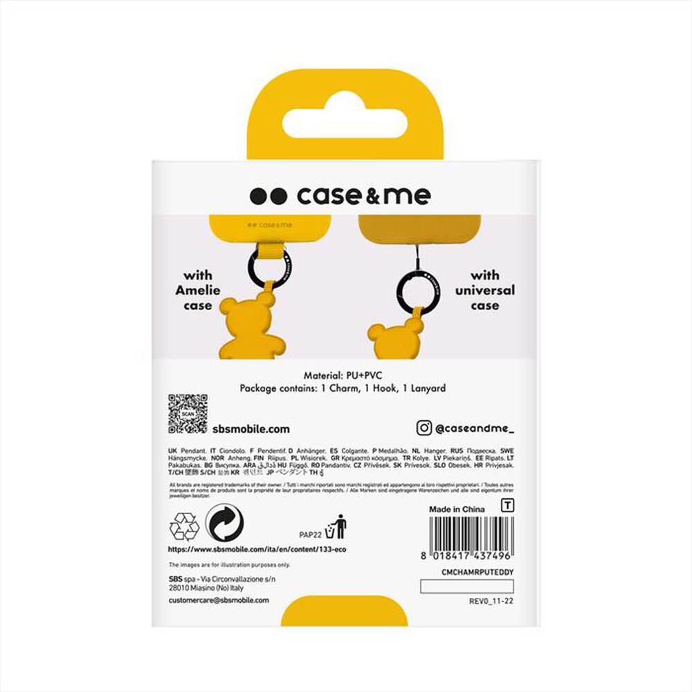 "CASEME - Charm ecoleather teddy CMCHAMRPUTEDDY-Giallo"