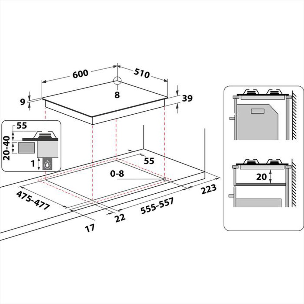 "HOTPOINT ARISTON - Piano cottura a gas PCN 640 T (AV) R /HA 4 fuochi-Avena"