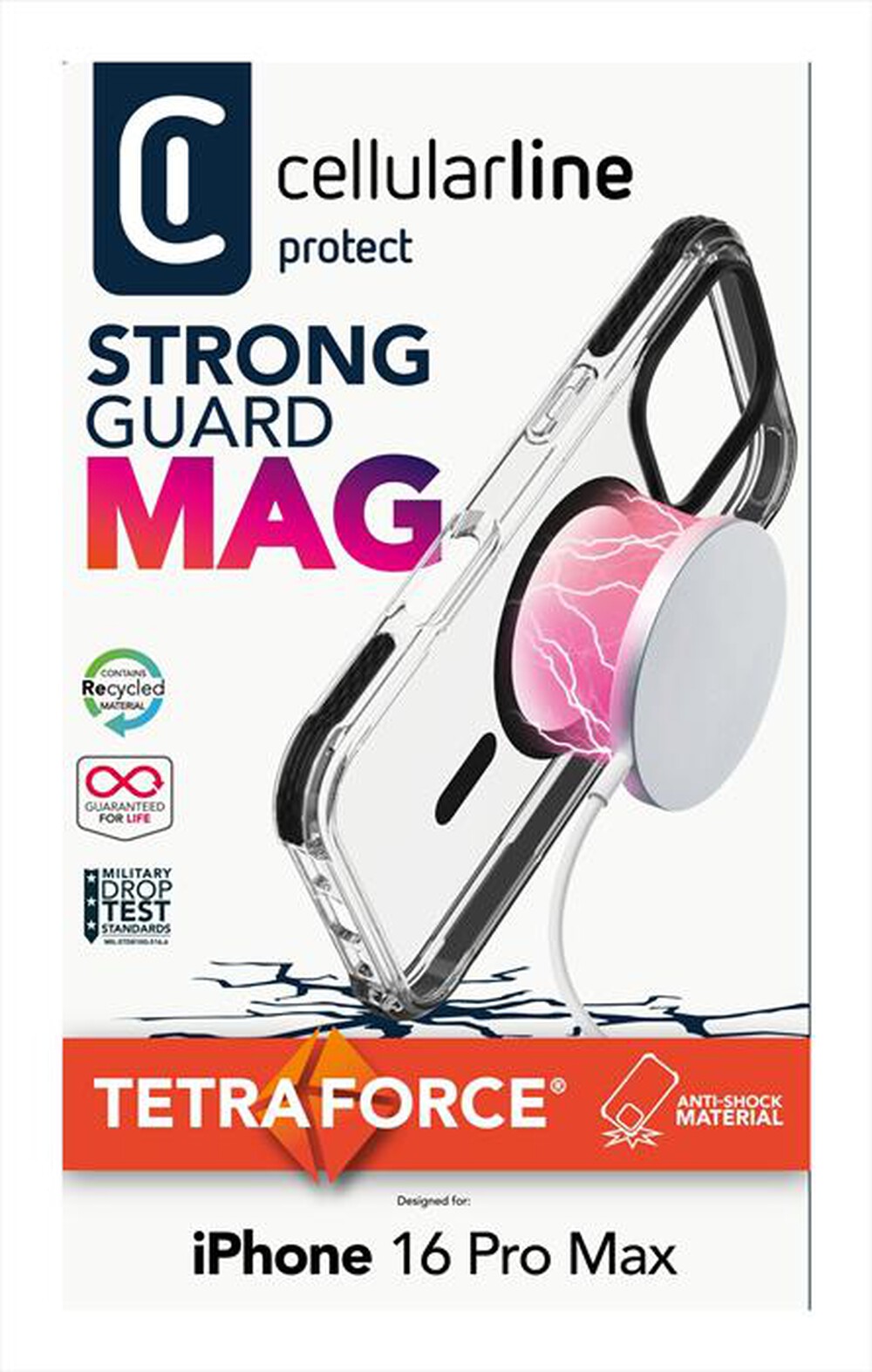 Immagine del prodotto CELLULARLINE - TETRA FORCE STRONG GUARD MAG iPhone 16 Pro Max-Black