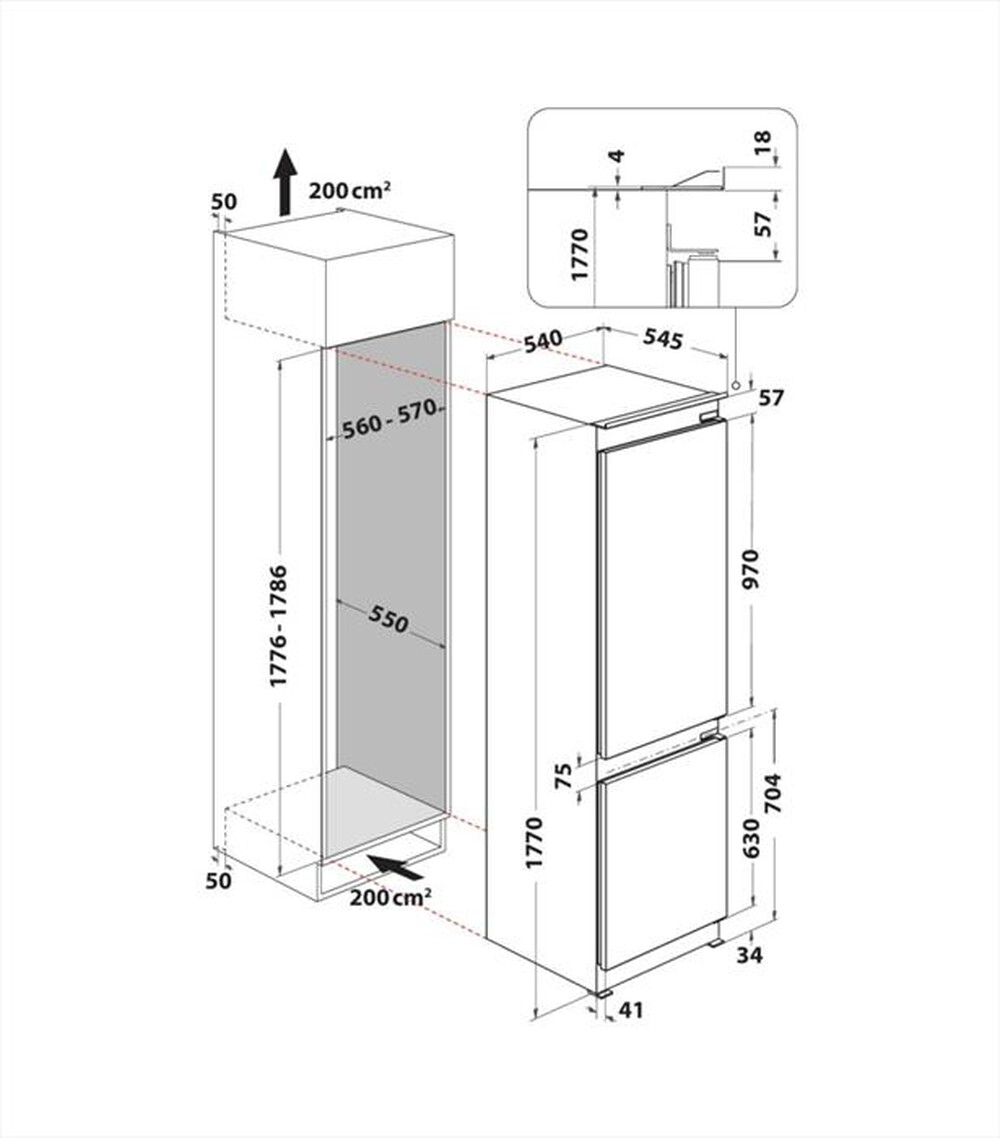 "WHIRLPOOL - Frigorifero Combinato WHC18 T141 Classe F-Bianco"