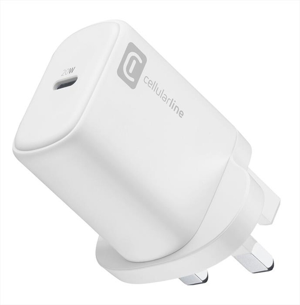 Immagine del prodotto CELLULARLINE - Caricabatterie da rete con USB-C 20W - UK PLUG-Nero