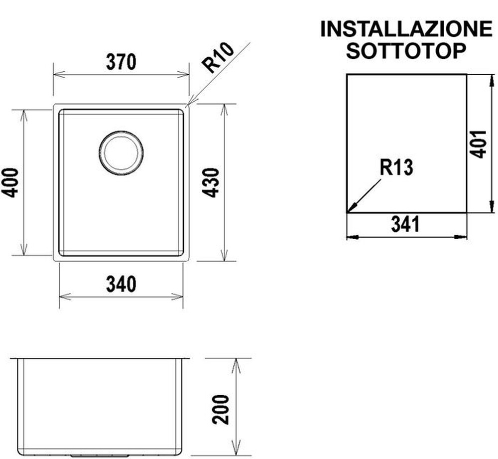 "SCHOCK - Lavello lineare TECSN50 1 vasche-Inox"