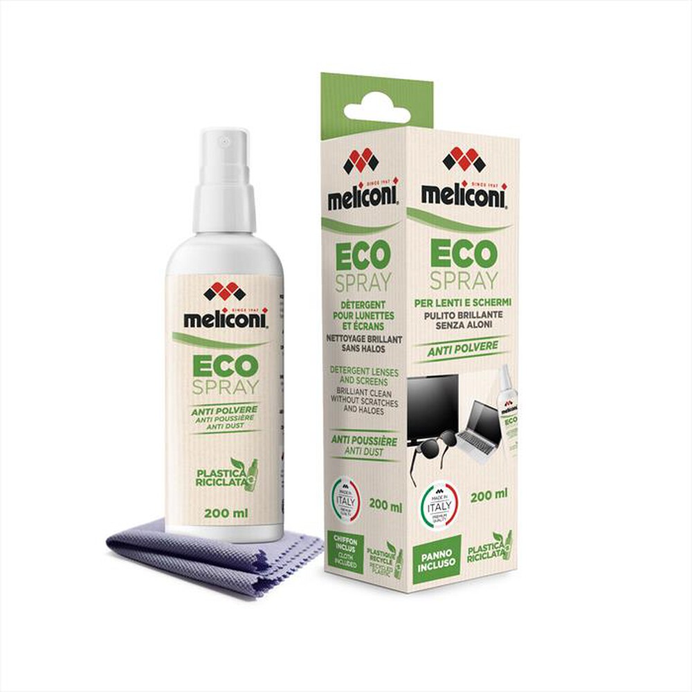 "MELICONI - ECO SPRAY LENTI E SCHERMI-Bottiglia 50% plastica ricicla"