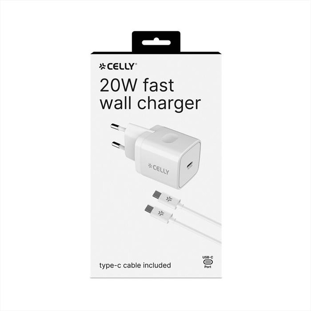 Immagine del prodotto CELLY - TC1C20WTYPECWH - TC 1 USB-C 20W + TYPE-C CABLE-Bianco