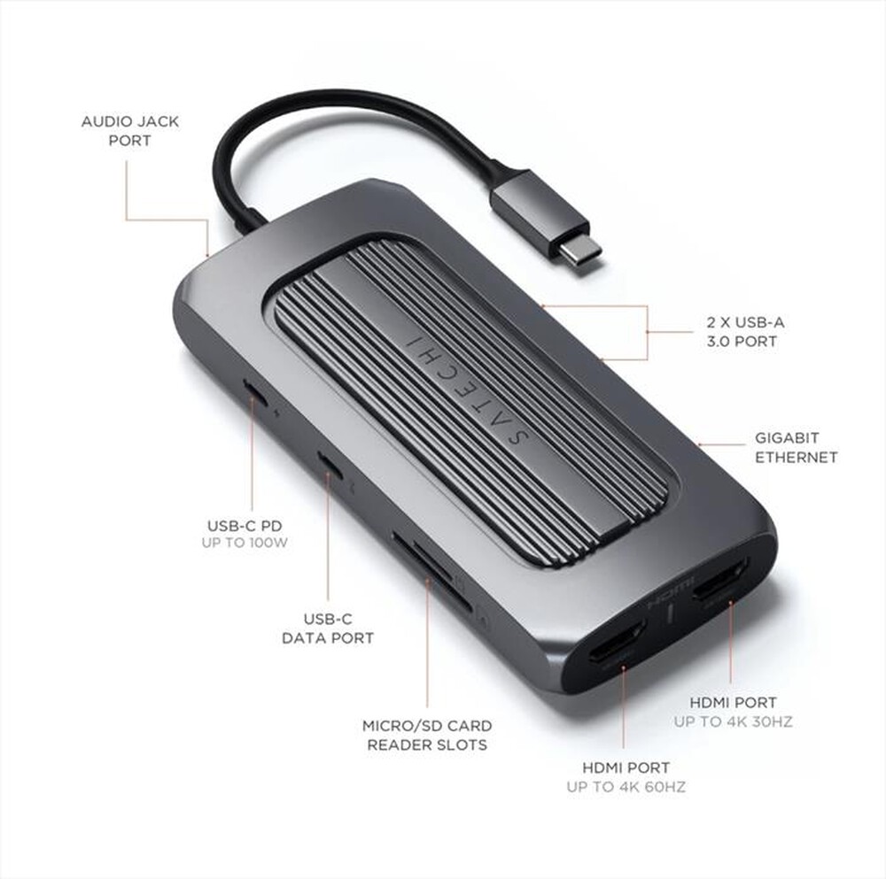 "SATECHI - USB-C MULTIPORT MX ADAPTER-grigio"