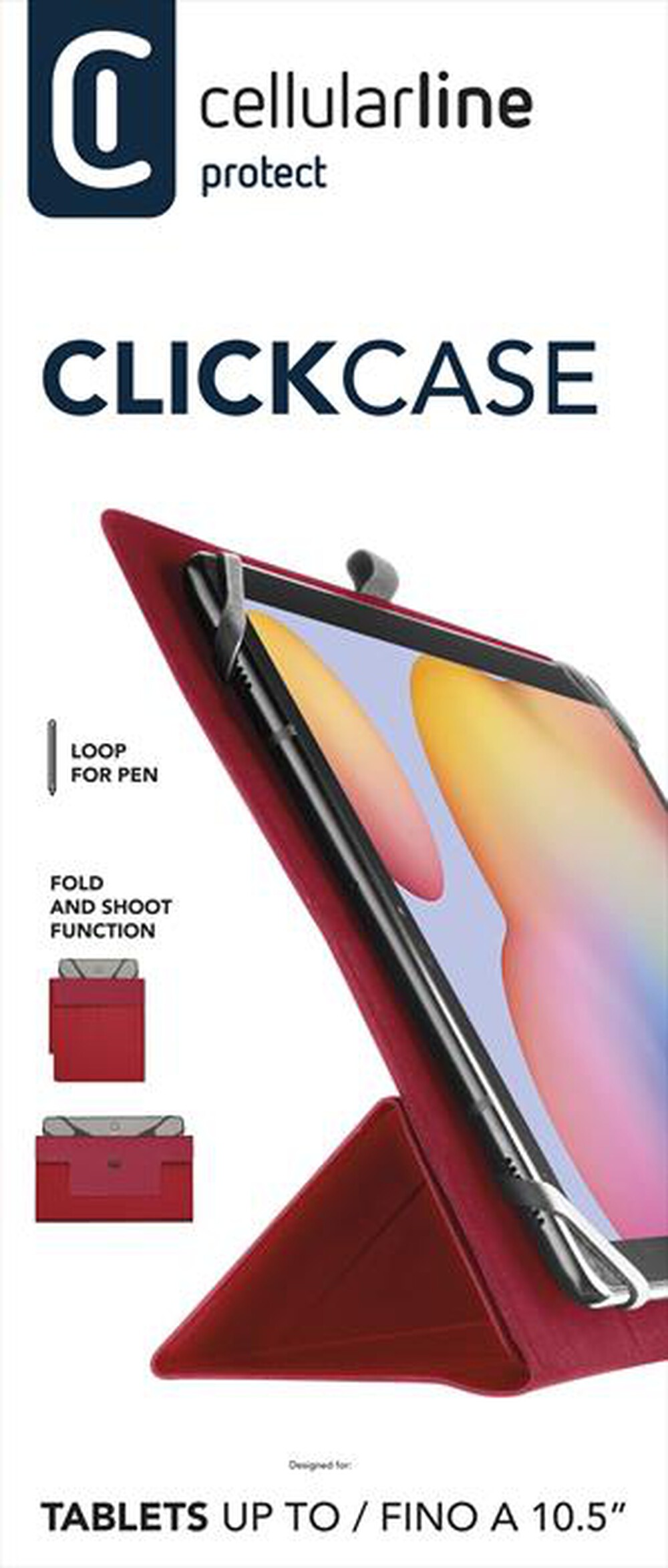 Immagine del prodotto CELLULARLINE - Custodia 2 Stand CLICKCASETAB105R per tablet 11''-Rosso