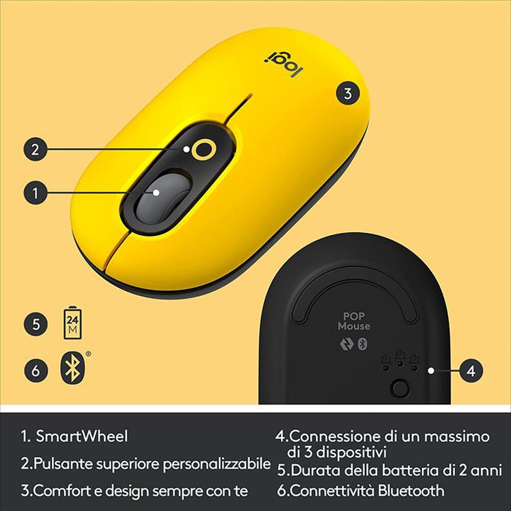 "LOGITECH - POP Mouse-Giallo"