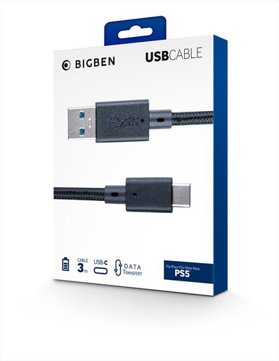 BIG BEN - CAVO DI RICARICA CONTROLLER PS5 USB-C 3MT - Nero