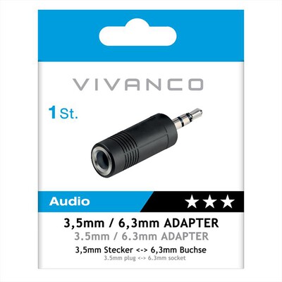 SBS - Adattatore audio con Jack 6,3 mm f/Jack 3,5 m-Nero