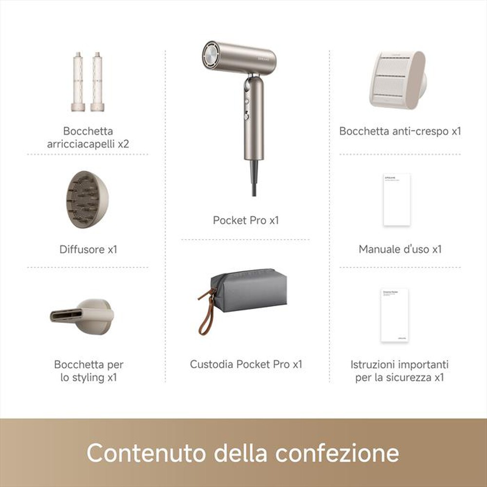 Immagine del prodotto DREAME - Asciugacapelli POCKET PRO GOLD-Titanio Oro