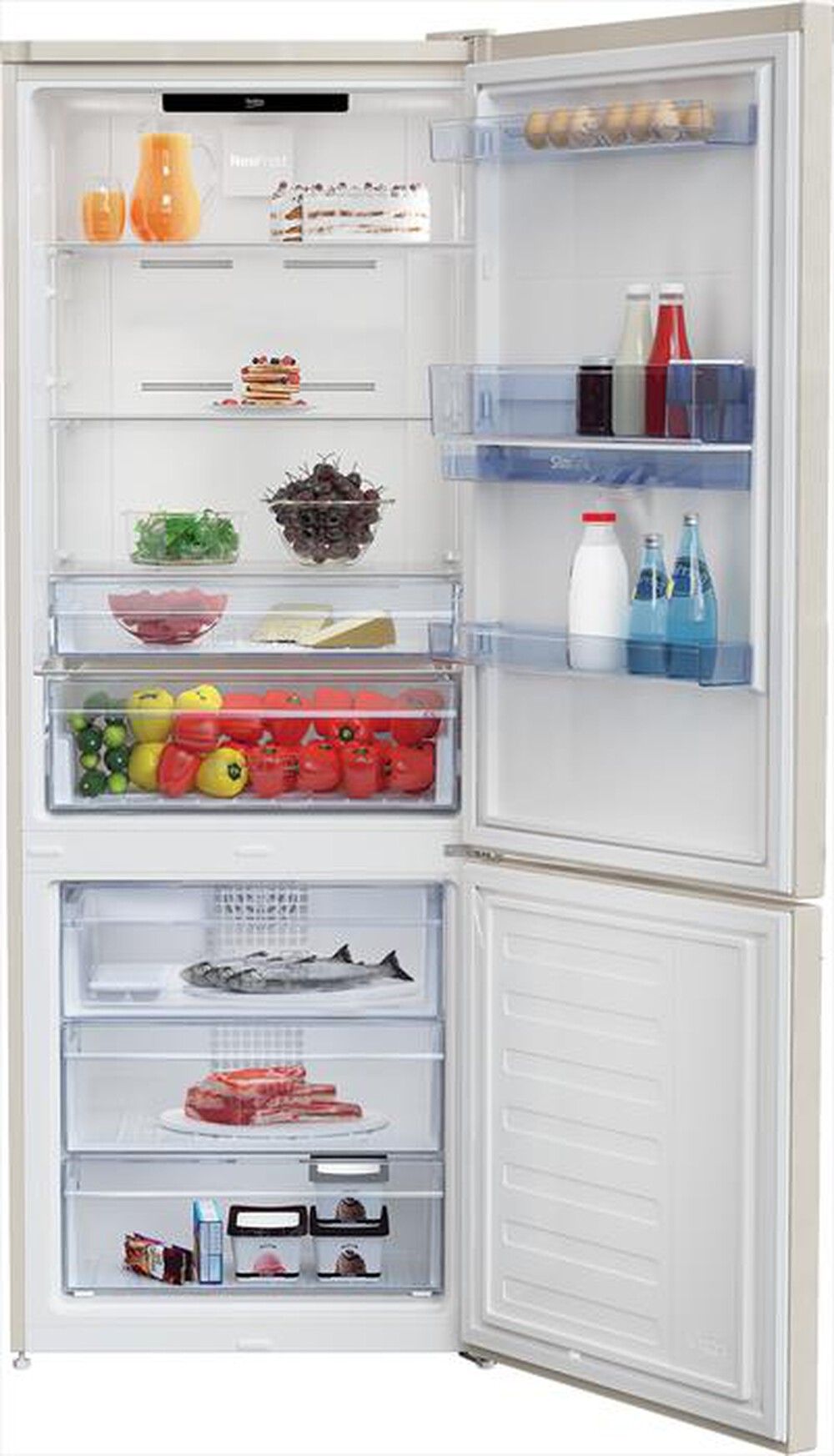 "BEKO - Frigorifero combinato RCNE560E40DBN Classe E 560lt-Sabbia Marmorizzato"