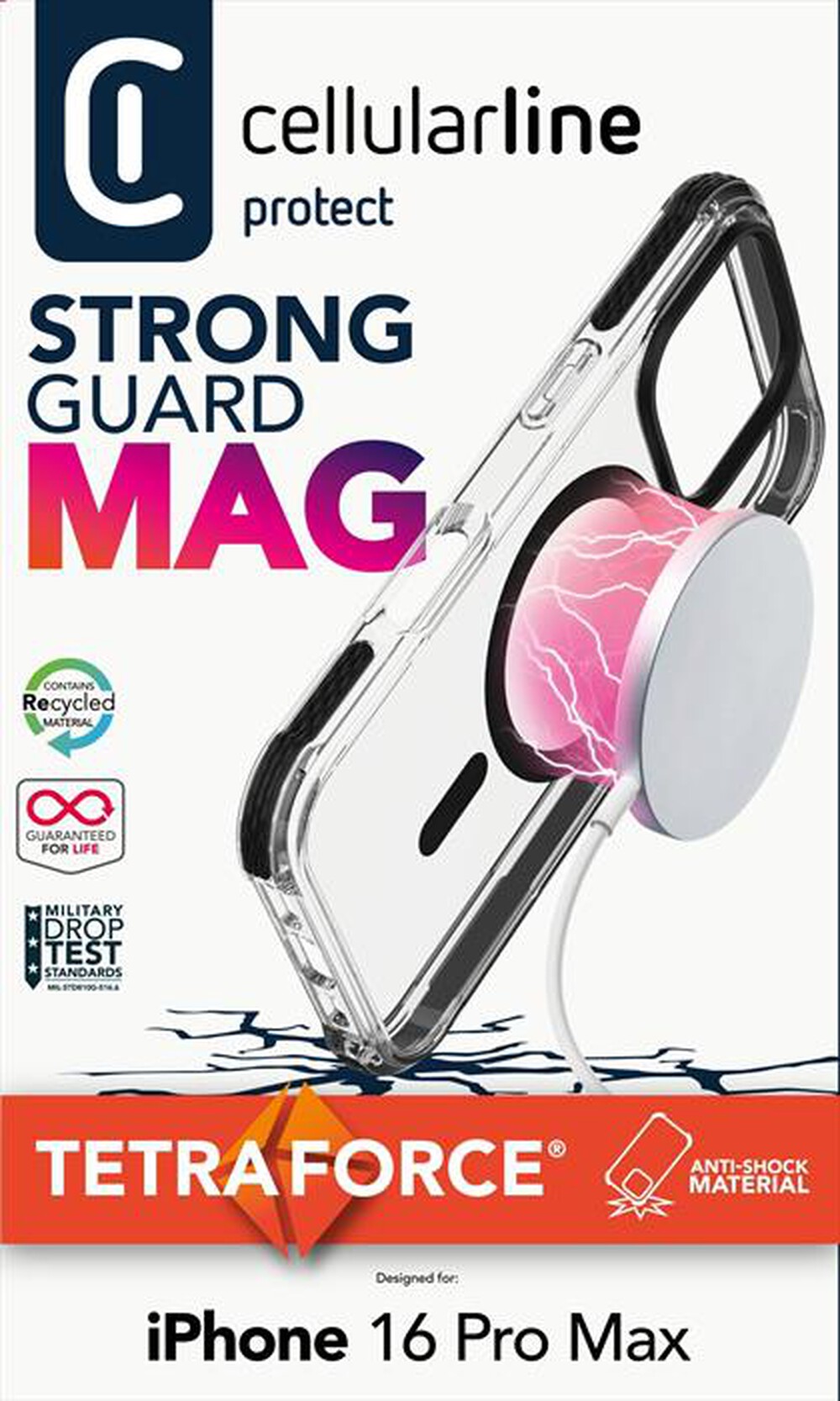 Immagine del prodotto CELLULARLINE - TETRA FORCE STRONG GUARD MAG iPhone 16 Pro Max-Black